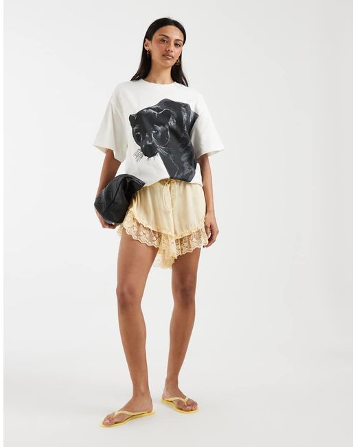 ASOS White Oversized Tee With Panther Graphic