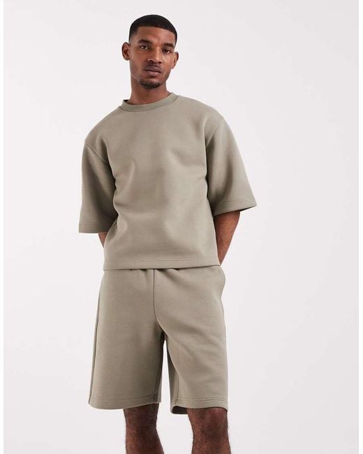 ASOS Natural Heavyweight Scuba-Style Fabric Loose Short for men
