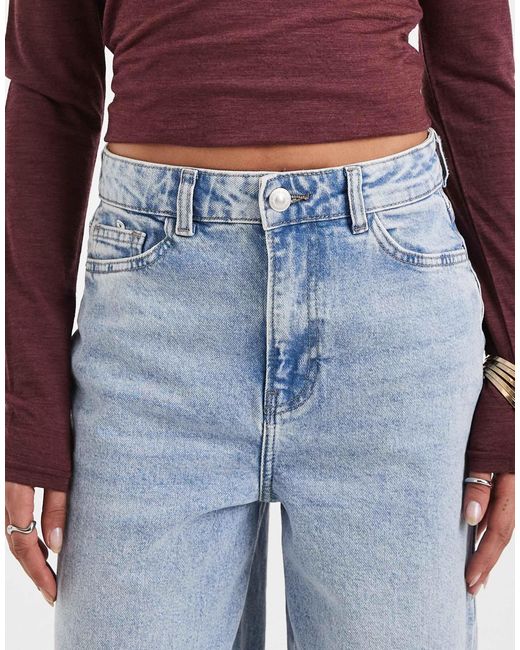 Selma - jean large à taille haute - denim clair Pieces en coloris Blue