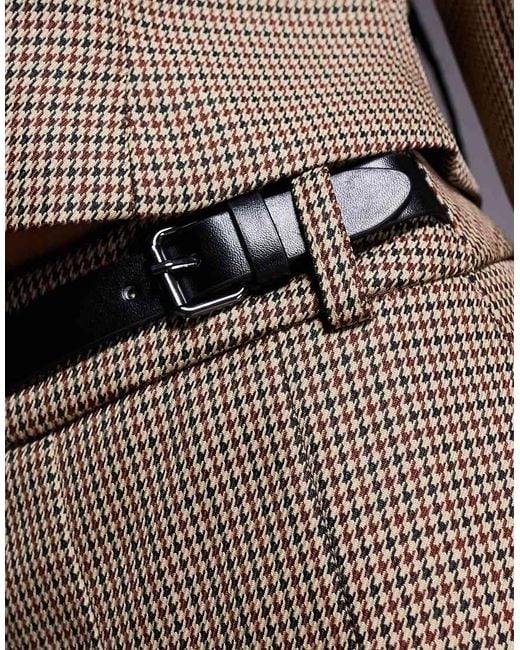 River Island Gray Checked Kilted Skort With Buckle Detail