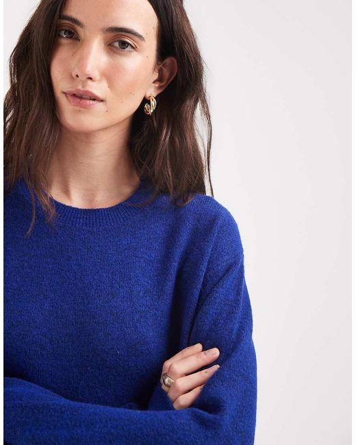 Pieces Blue Long Sleeve Oversized Knitted Jumper