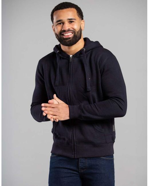 French Connection Blue Cotton Blend Zip Hoody for men