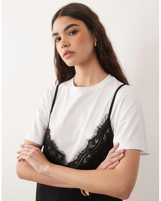 ASOS Black Short Sleeve Lace Overlay Mini Dress