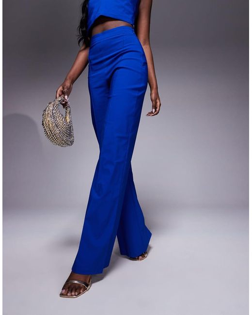 Vesper Blue High Waisted Wide Leg Trousers