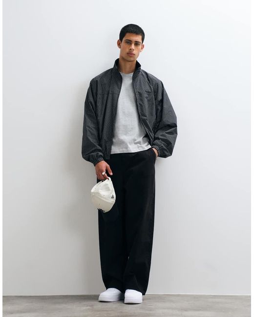 CERNUCCI Gray Funnel Neck Check Windbreaker Jacket for men