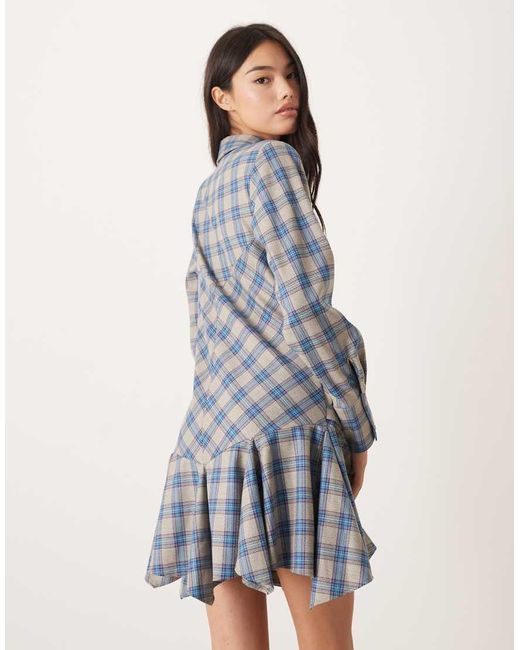 ASOS Natural Shirt Mini Dress With Tie Waist Detail And Godets