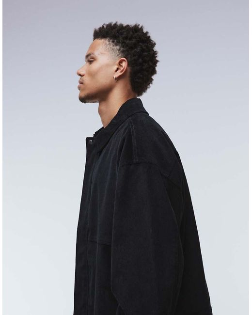 ASOS Blue Cord Harrington Jacket for men