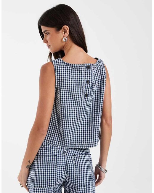 Gap Blue Seersucker Denim Crop Top Co-Ord