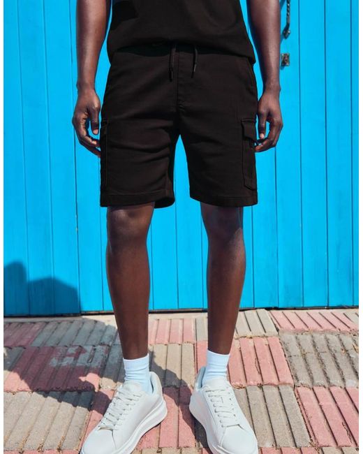 Bershka Gray Regular Cargo Bermuda Shorts for men