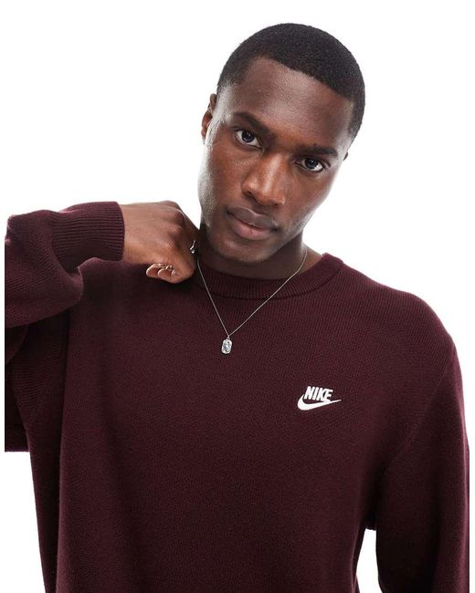 Nike Purple Club Knit Crew Neck Sweater for men