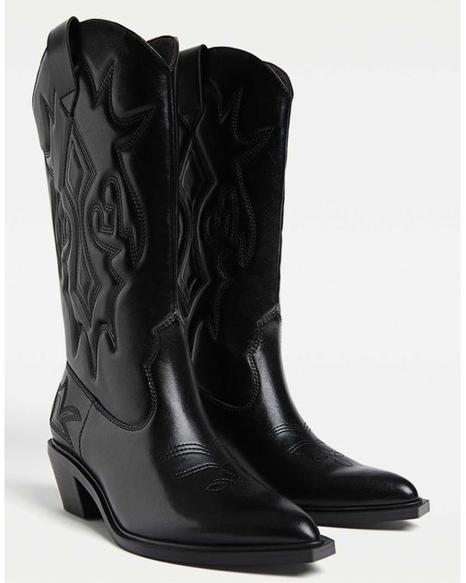 Stradivarius Black – cowboystiefel