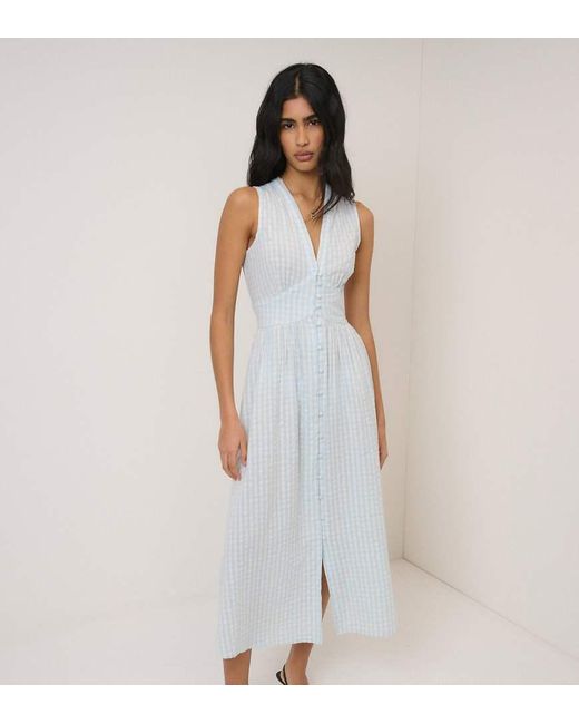 Nobody's Child White Gingham Sleeveless Starlight Midi Dress