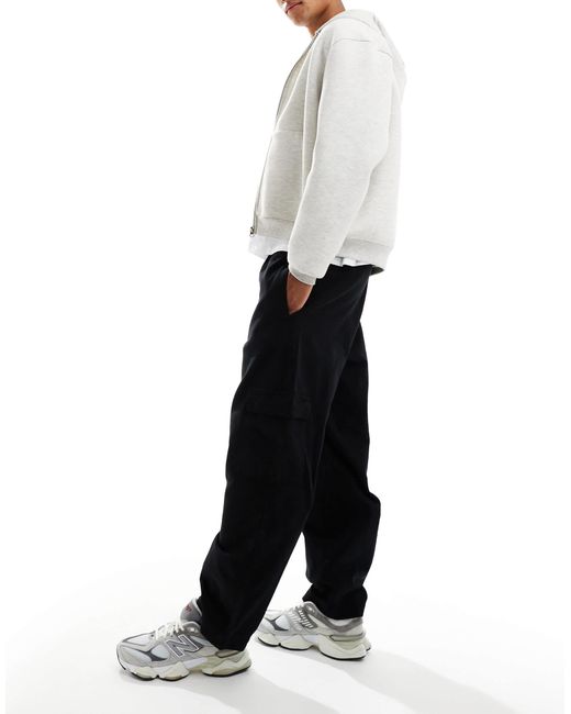 ASOS – schmal zu laufende relaxed fit cargohose in Black für Herren