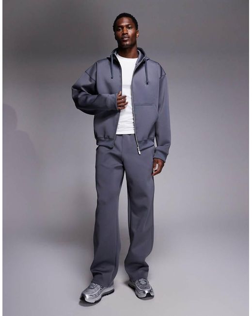 Liquor N Poker Blue Scuba-Style Fabric Straight Jogger Co-Ord for men