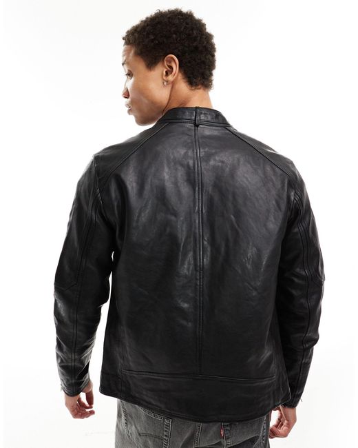 AllSaints Gray Cora Leather Moto Jacket for men