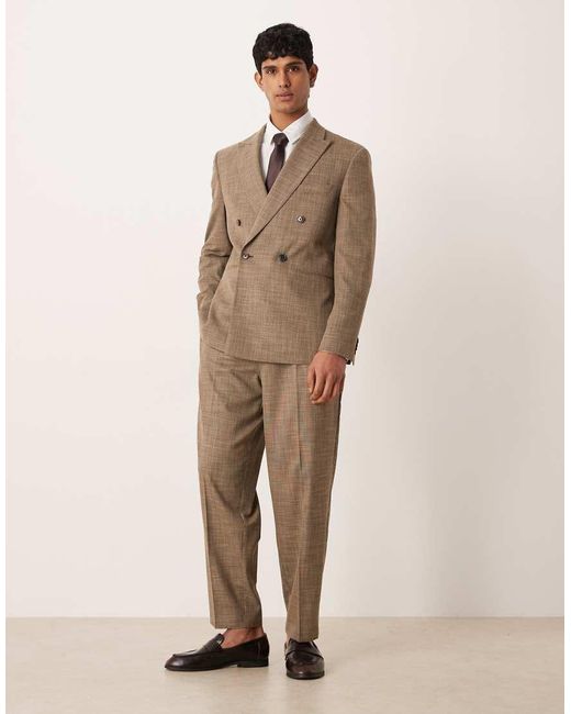 ASOS Regular-Fit Double-Breasted Colbert in het Natural voor heren
