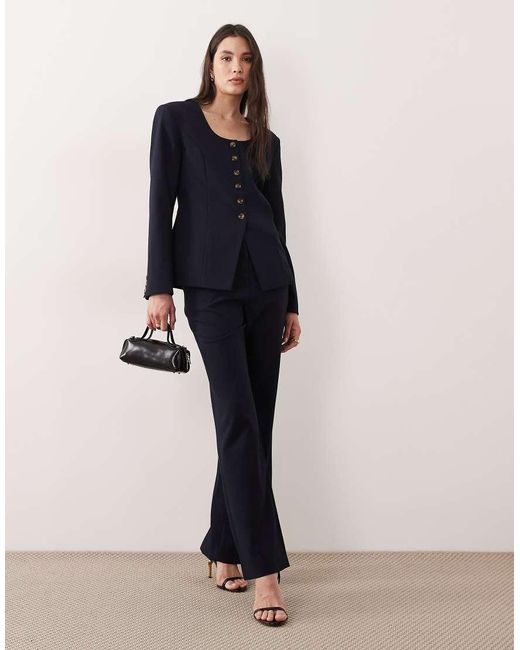 Y.A.S Blue Structured Tailored Square Neck Blazer Co-ord