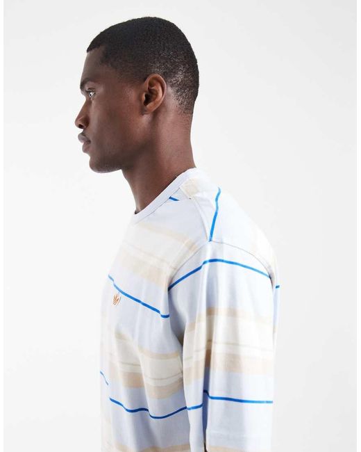 Adidas Originals White Relaxed Striped T-shirt for men