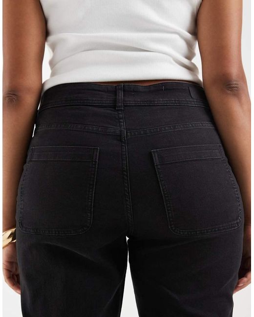 ONLY Black High Rise Front Pocket Pintuck Flare Jeans