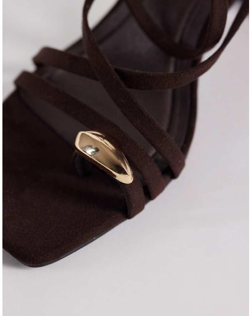 New Look White Metal Toe Loop Block Heeled Sandal