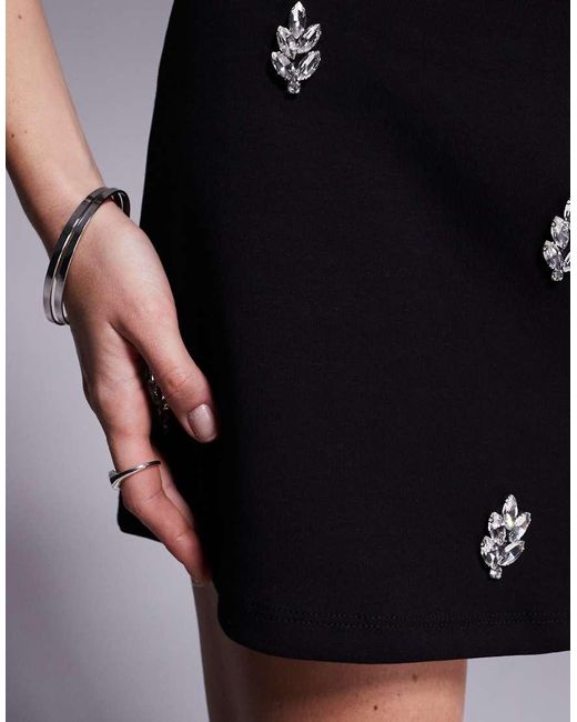 New Look Black Co-ord Embellished Velvet Mini Skirt