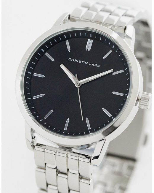 Christin Lars Christian Lars Chunky Bracelet Watch in Silver (Metallic