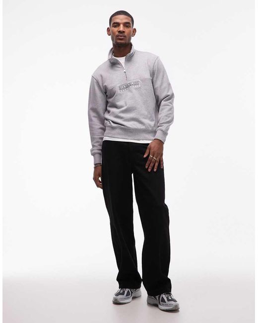 Napapijri Gray Box Logo Half Zip for men