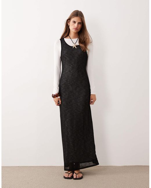 ASOS Black Double Layer Midi Dress