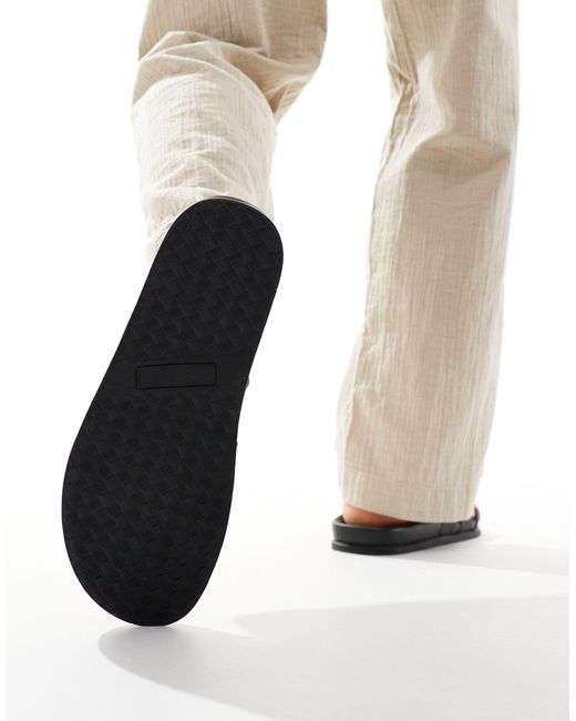 Sandalias negras con correas y diseño minimalista Truffle Collection de hombre de color White