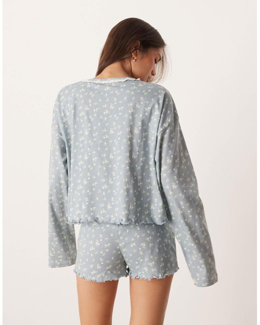 ASOS Gray Mix & Match Long Sleeve Boxy Pajama Top