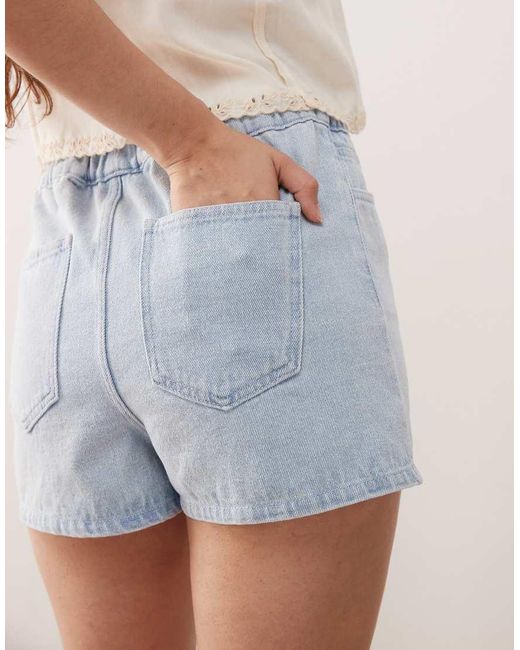 Miss Selfridge Blue Elastic Waist Shorts