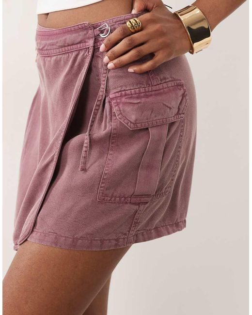 River Island Pink Utility Mini Skort With Wrap Detail