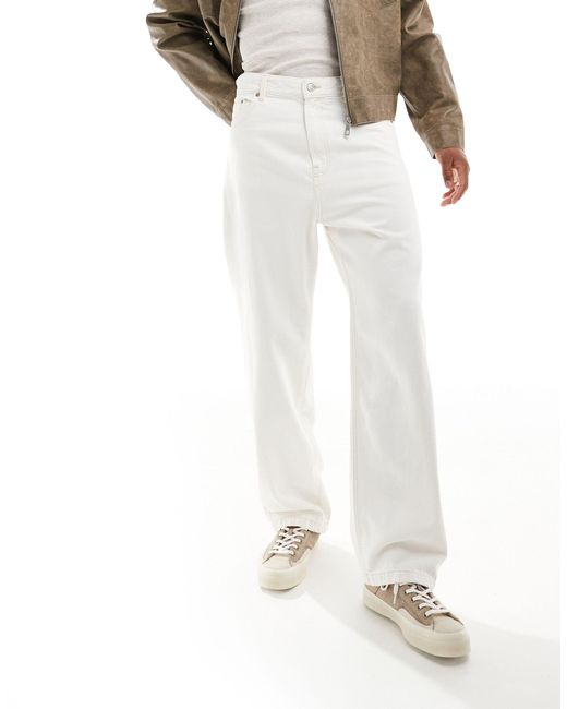 Bershka – weit geschnittene jeans in White für Herren