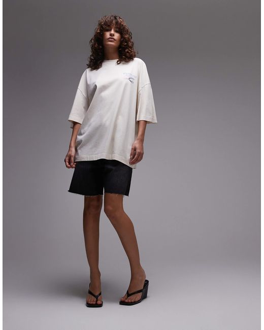 T-shirt oversize à imprimé huîtres - écru TOPSHOP en coloris Gray