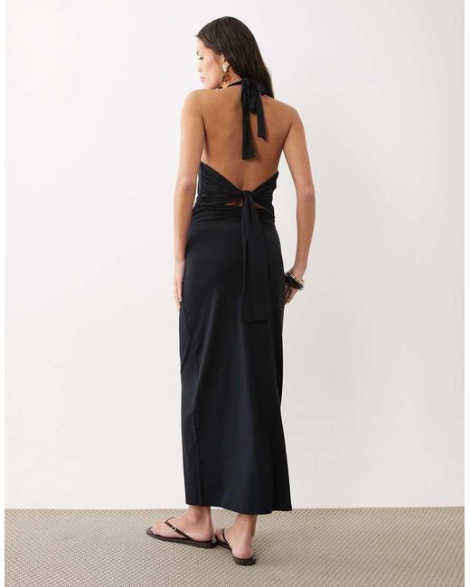 ASOS White Tie Back Halter Midi Dress