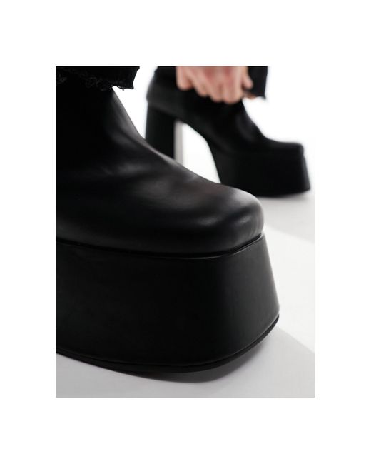 ASOS Black Knee High Platform Heeled Boots for men