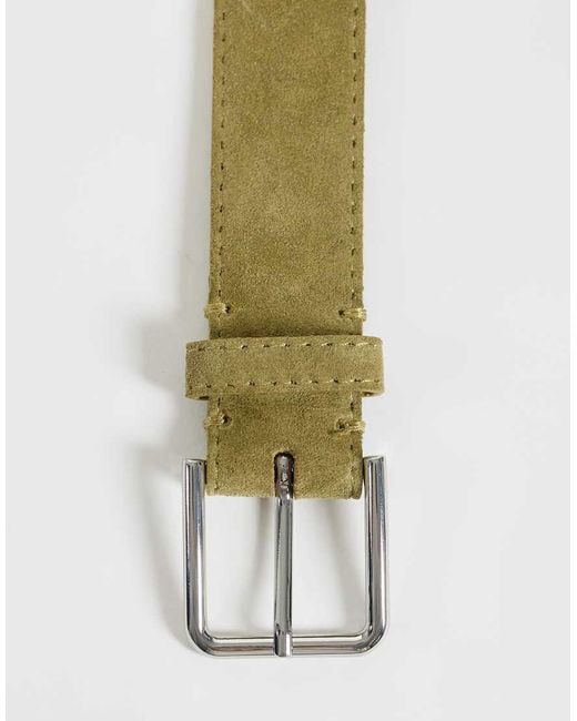 & Other Stories Natural Real Leather Thin Square Buckle Belt
