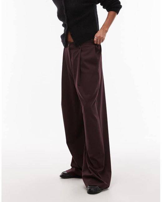 ASOS Elegante Dad Broek Met Wijde Pijpen in het Purple