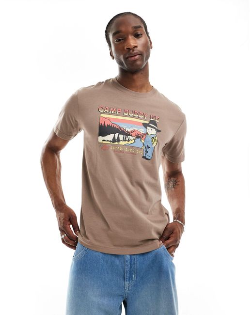 Camp buddy - t-shirt à imprimé - marron clair Lee Jeans pour homme en coloris Blue
