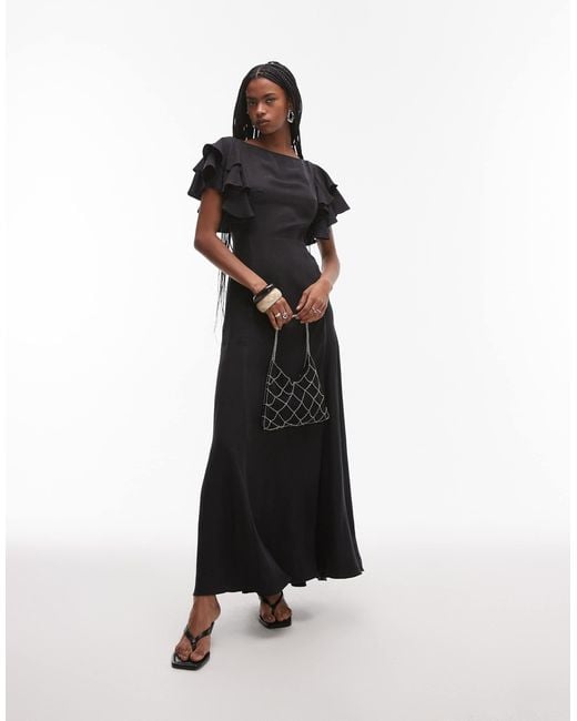 & Other Stories White Maxi Dress With Ruffle Sleeves And Open Back