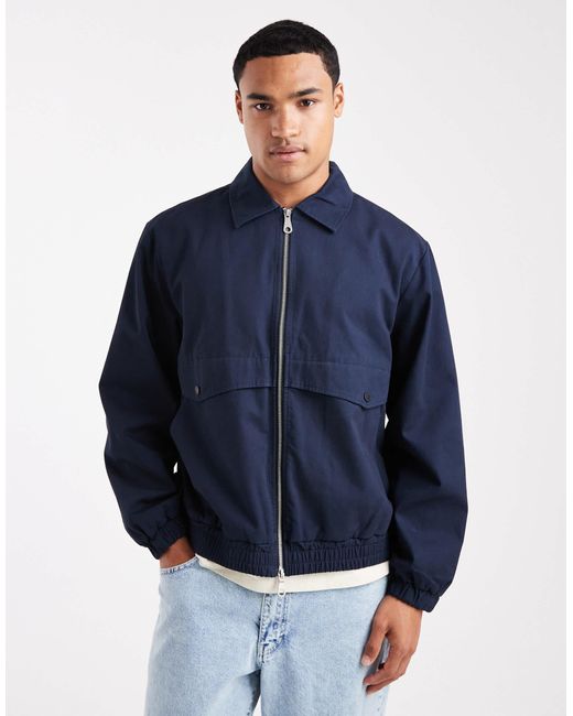 Farah Blue Tyler Cotton Zip Through Jacket for men