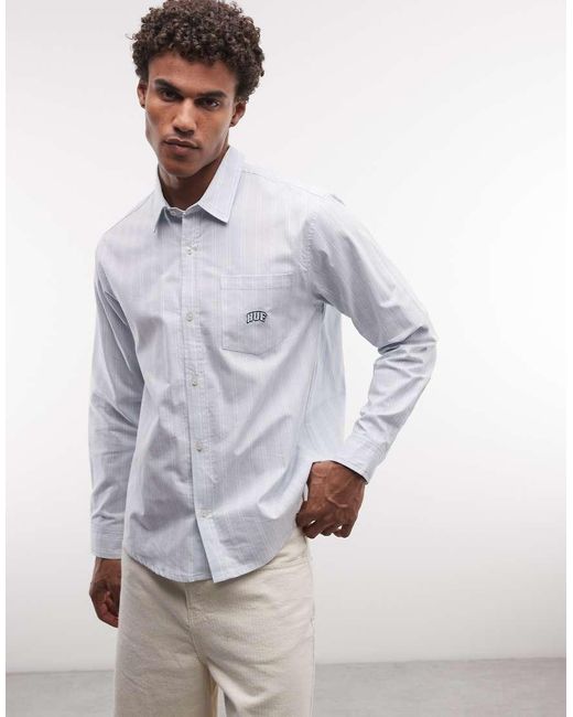 Huf Gray Classic Arch Long Sleeve Oxford Shirt for men