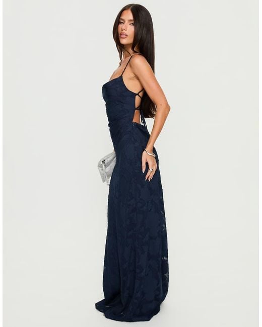 Princess Polly Gray Celena Floral Devore Tie Back Corset Detail Maxi Dress