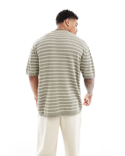 Camiseta beis a rayas SELECTED de hombre de color Gray