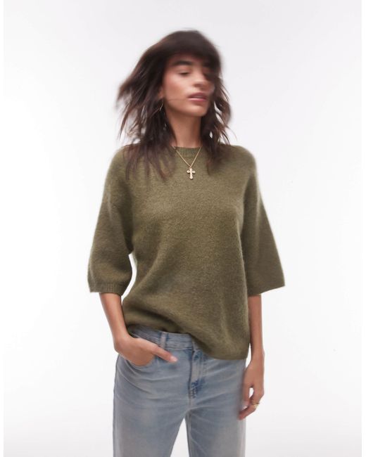 ARKET Green Alpaca And Wool Blend Short Sleeve Sweater