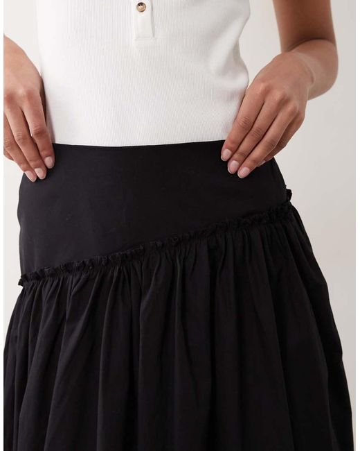 ASOS Black Asymmetric Dropped Waist Maxi Skirt