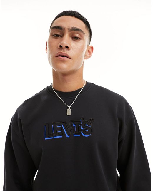Felpa nera con logo stile titolo di Levi's in Black da Uomo