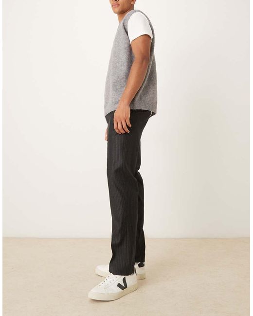 Mango Multicolor 100% Wool Tailored Pleat Front Pin Stripe Trouser for men
