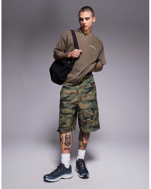 Courtside Gray baggy Distressed Cargo Short for men