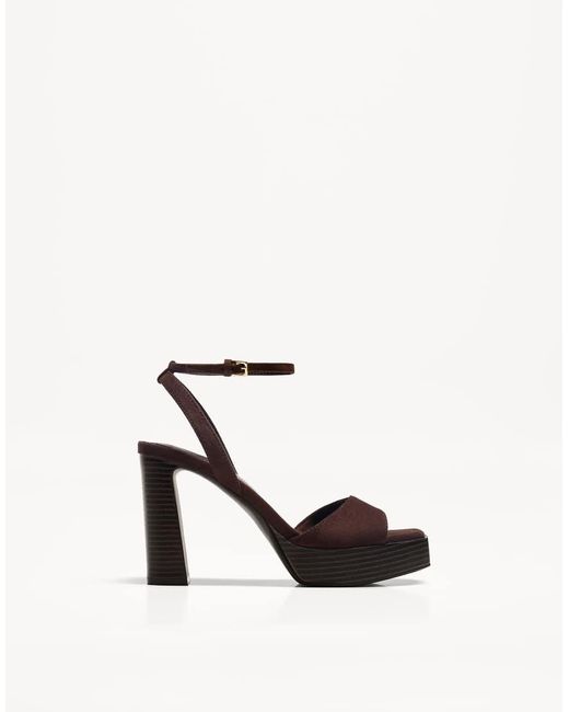 Bershka White High Heel Platform Sandals